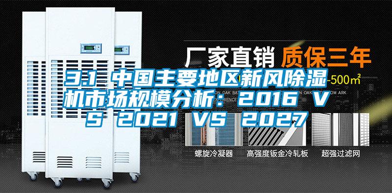 3.1 中国主要地区新风除湿机市场规模分析：2016 VS 2021 VS 2027