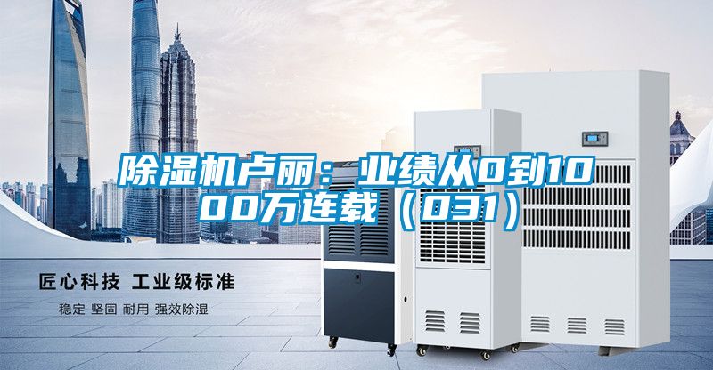 除湿机卢丽：业绩从0到1000万连载（031）